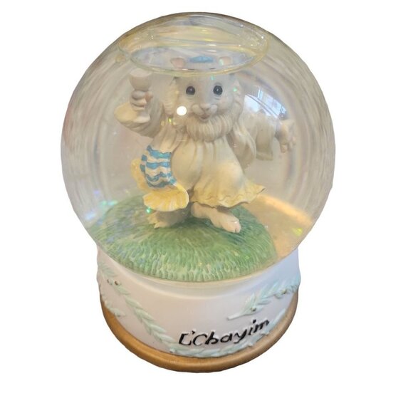 SAN FRANCISCO MUSIC BOX CO SNOW GLOBE RABBI MOUSE L'CHAYIM MUSICAL JEWISH - Picture 5 of 15